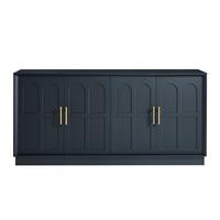 SIDEBOARD Schwarz XL 169 cm mit elegantem Bogendesign & Gold-Akzenten - Schwarz, Holzwerkstoff (169/80/40cm) - Urban Meuble