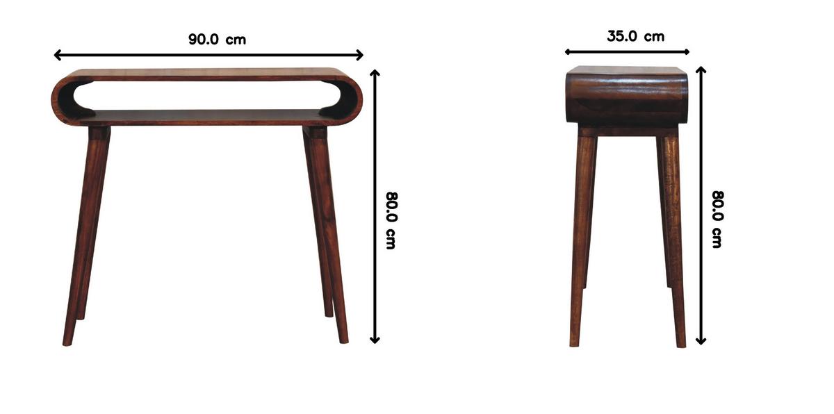 KONSELENTISCH aus Massivholz, Offener Lagerraum, Braun - Kastanienfarben/Messingfarben, Holz/Metall (35/90/80cm) - Artisan Furniture