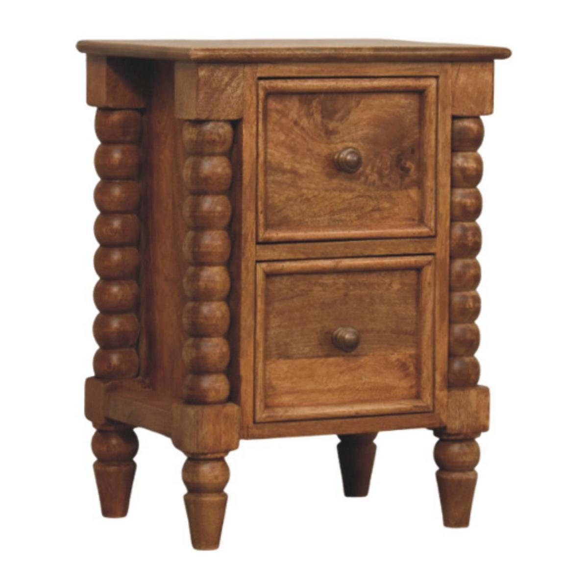NACHTKASTEN Gerstendrehung, 2 Schubladen, Hellbraun - Hellbraun/Messingfarben, Holz/Metall (40/55/30cm) - Artisan Furniture