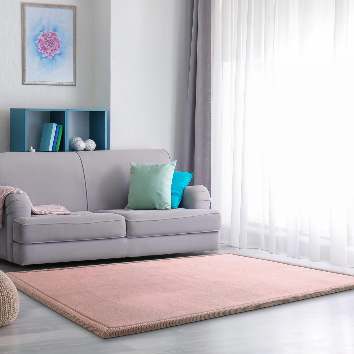 KURZFLORTEPPICH Waschbar, einfarbig, aus Polyester, Rosa, 140 x 200 cm - Rosa, Textil (140/200cm) - KADIMA DESIGN