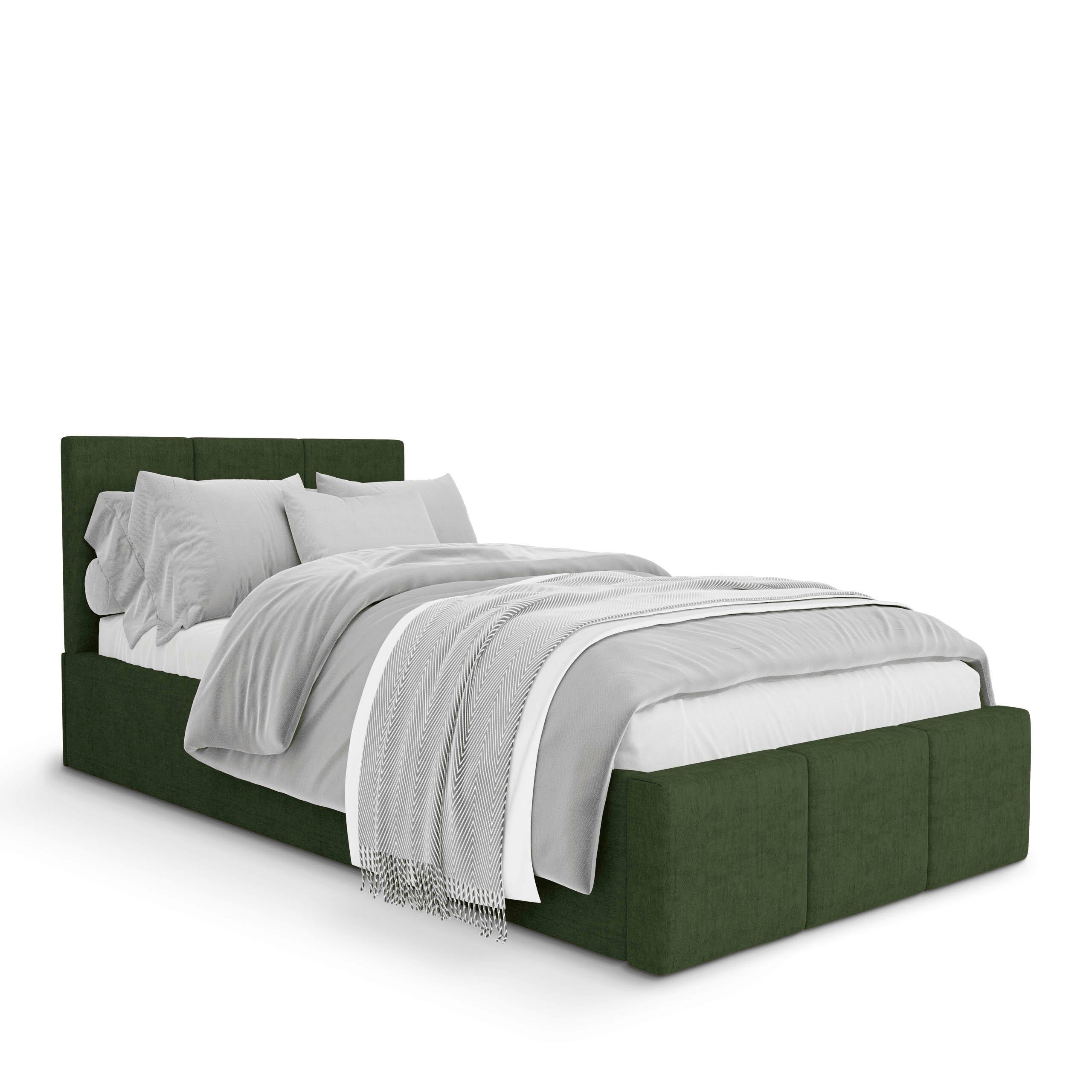 POLSTERBETT für Schlafzimmer Bett mit Stauraum Khaki 90x200 - Olivgrün, Holzwerkstoff/Metall (90/200cm) - Muralo