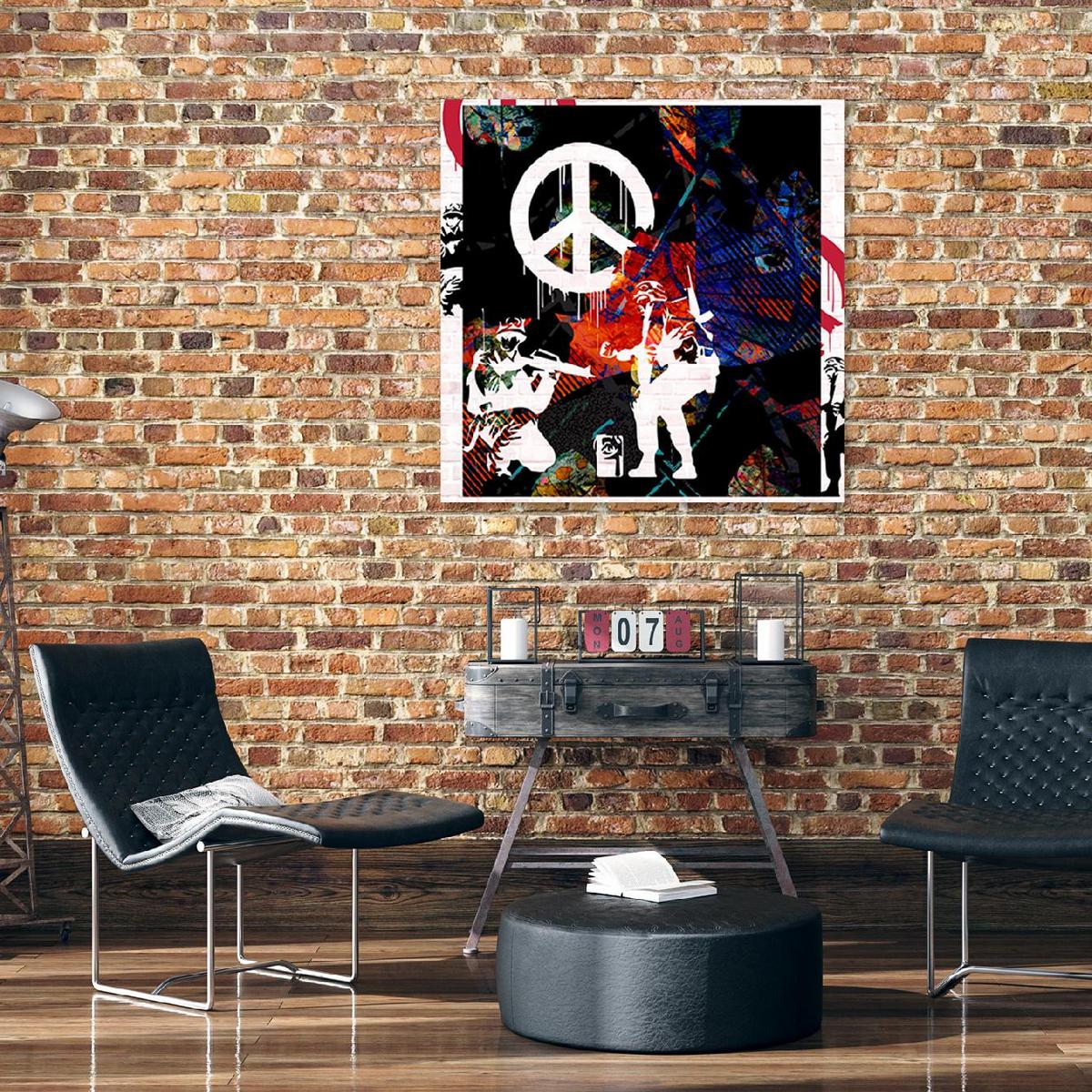 WANDBILD banksy cnd solider - Multicolor, Textil (30/30cm) - Feeby