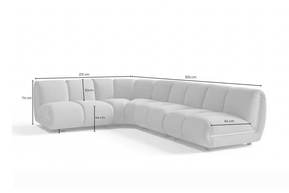 MODULSOFA LAYLA Gelb Velvet - Gelb/Schwarz, Buchenholz/Textil (305/213cm) - KAWOLA