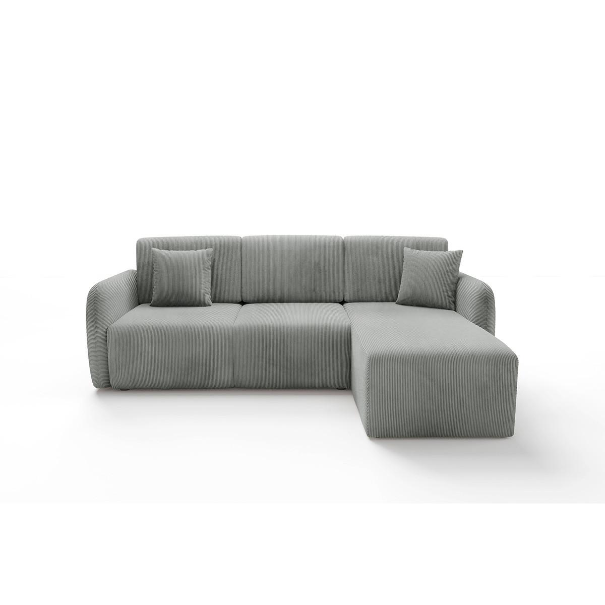ECKSOFA Dora 3 Sitzplätze Hellgrau - Grau, Holz (245/185cm) - Petits-meubles