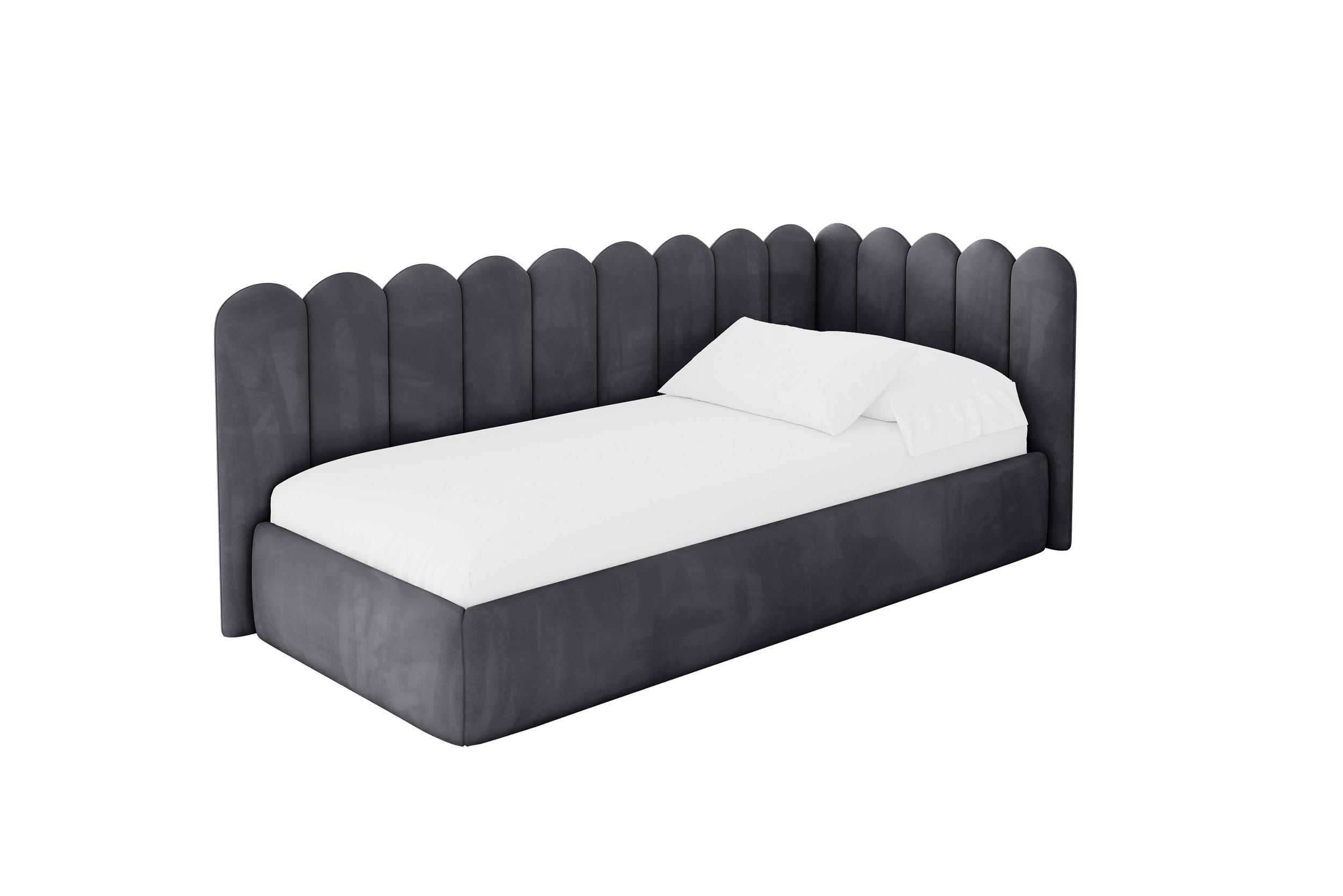 EINZELLBETT Jugendbett mit Bettkasten und Matratze H3/H4, Links - ARTY 100x200 Dunkelgrau - Dunkelgrau, Holzwerkstoff/Textil (100/200cm) - ALTDECOR