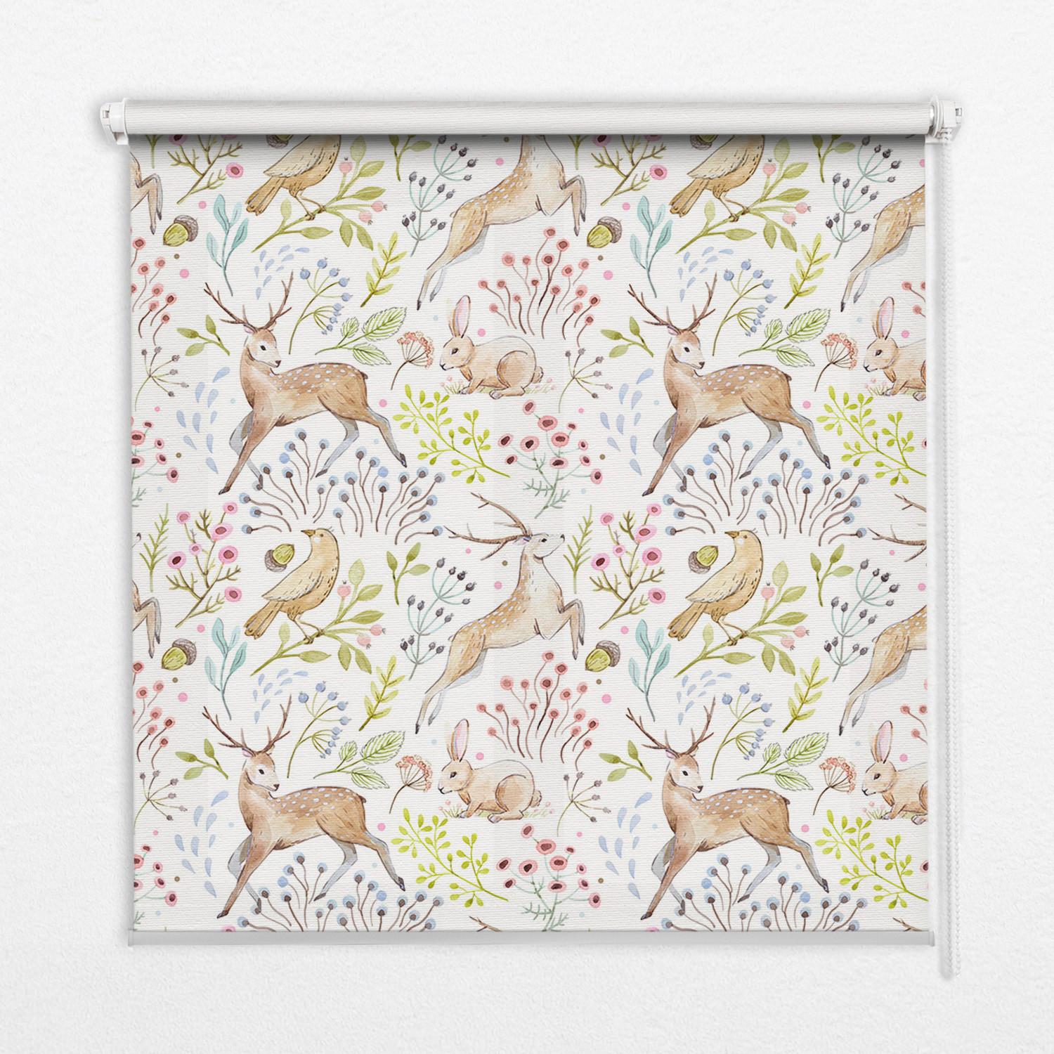 INNENROLLO - Fensterrollo - Rollo - 70x140 cm - Reh und Rothirsch - Braun, Kunststoff (70/140/0.5cm) - TULUP