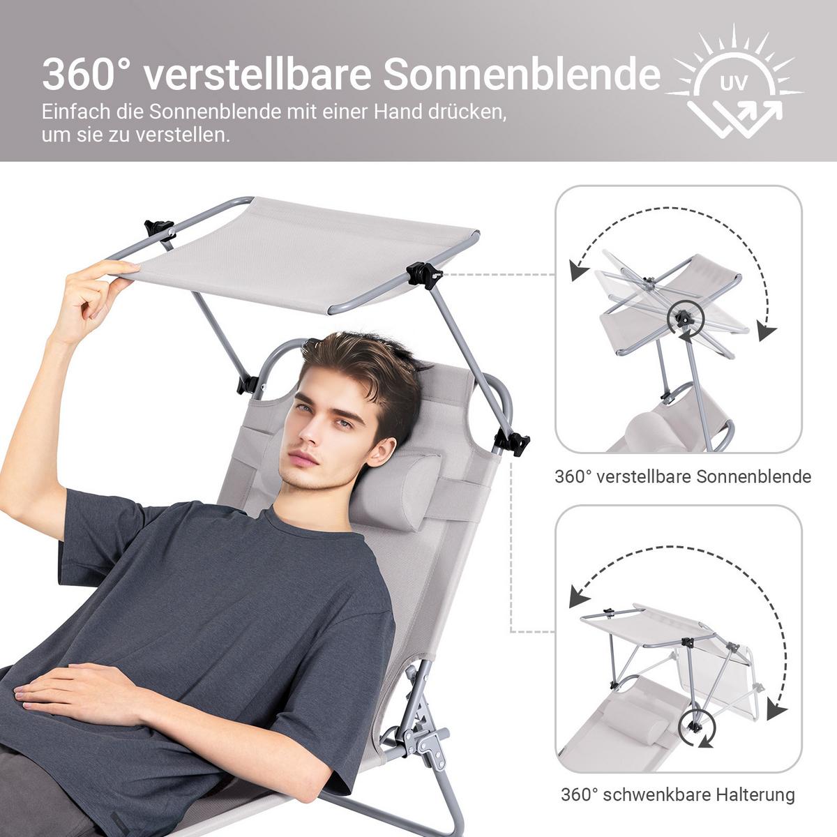 SONNENLIEGE 2er Set Beige - Beige, Textil/Metall (195/90/63cm) - SoBuy