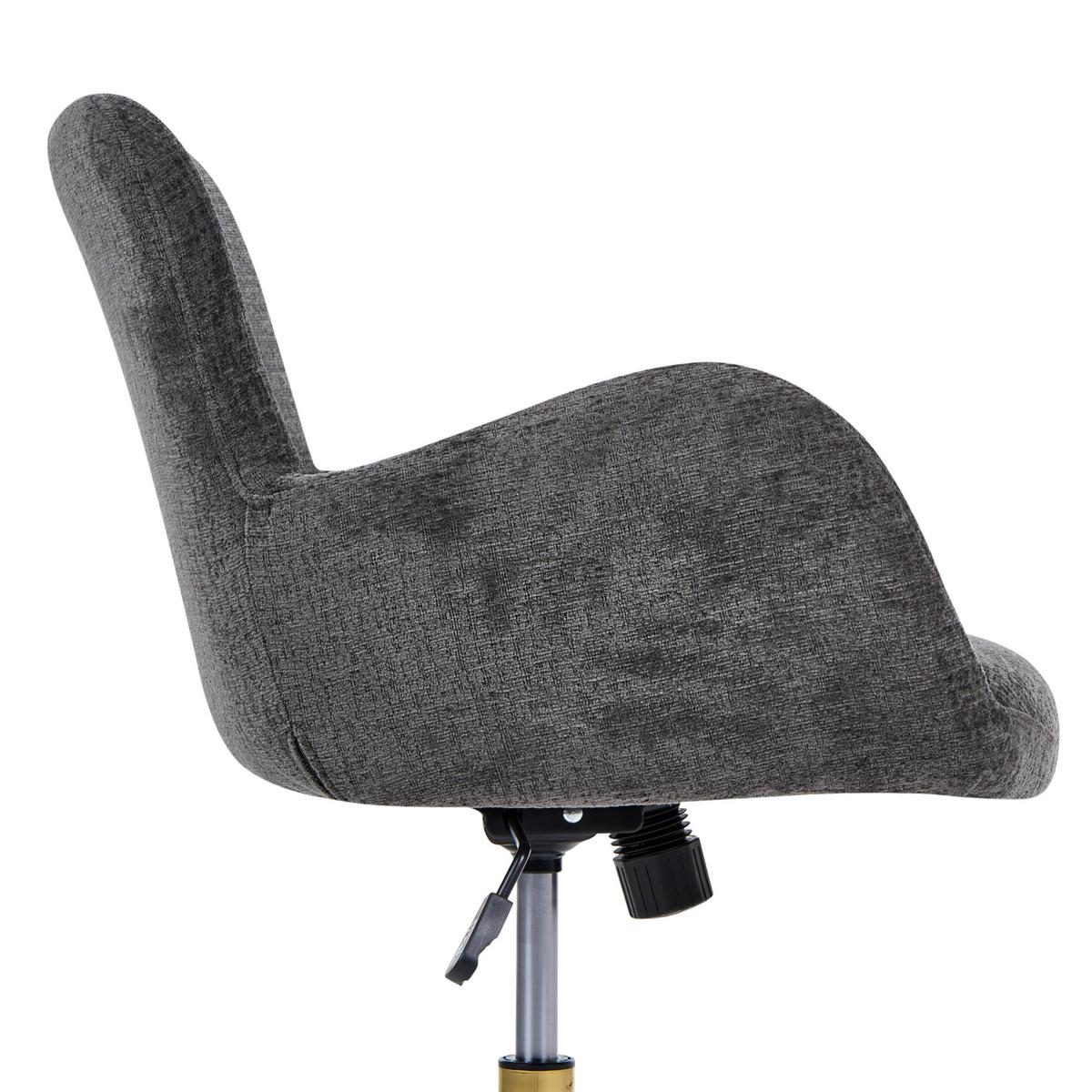SCHREIBTISCHSTUHL Chenillegewebe Dunkelgrau Misorela - Dunkelgrau, Textil (60/80/60cm) - Beliani