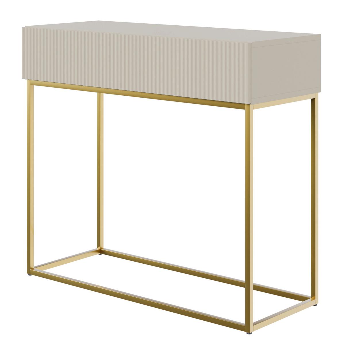 KONSOLENTISCH Veldio Graubeige mit goldenen Beinen 90 cm - Taupe/Greige, Holzwerkstoff/Metall (35.6/90/79cm) - Selsey