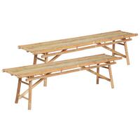GARTENBÄNKE 4-Sitzer 2er Set Heller Holzfarbton Tindari - Hellbraun, Holz (180/45/38cm) - Beliani