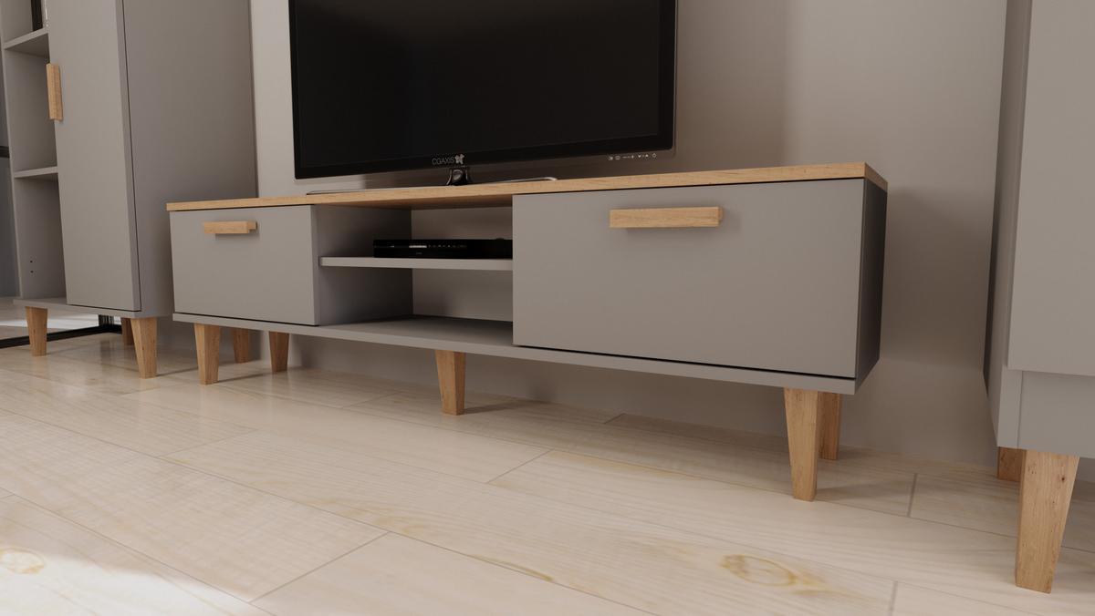 LOWBOARD Denver II - Grau, Holzwerkstoff (160/47/35cm) - RAUMHIRSCH FURNITURE