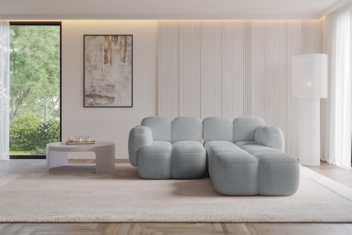 ECKSOFA modulares Sofa Rechts Miko-L1 214x205x75 Grau Cord - Anthrazit/Schwarz, Holzwerkstoff/Kunststoff (214/205cm) - ALTDECOR