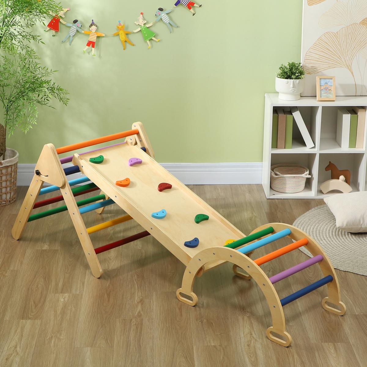 KLETTERGERÜST - Multicolor, Holzwerkstoff (64.5/59/178cm) - AIYAPLAY