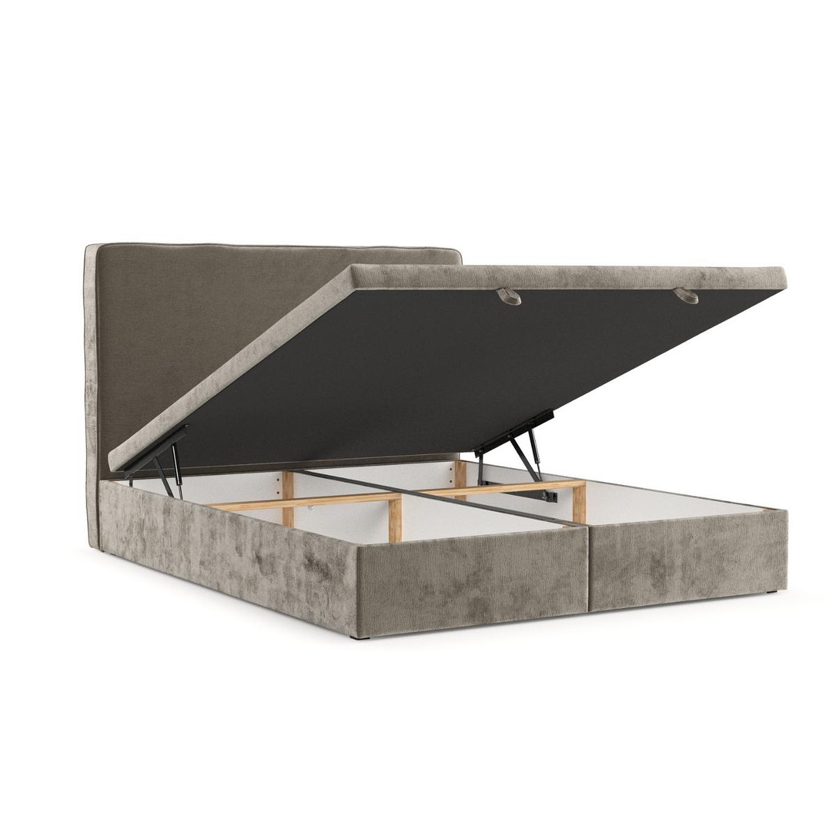 POLSTERBETT Hush mit Stauraum 140/200 cm Beige im Lotta Stoff - Beige/Schwarz, Holz/Holzwerkstoff (140/200cm) - AltaBeds