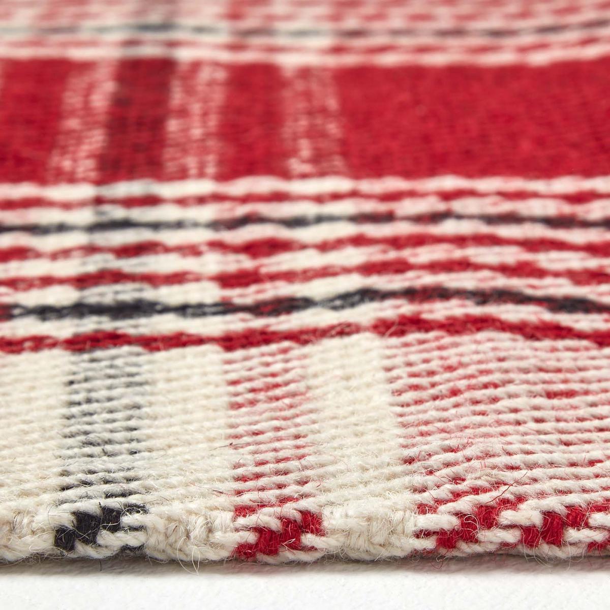 HANDWEBTEPPICH Walker kariert 70/120 cm - Rot, Textil (70/120cm) - Homescapes