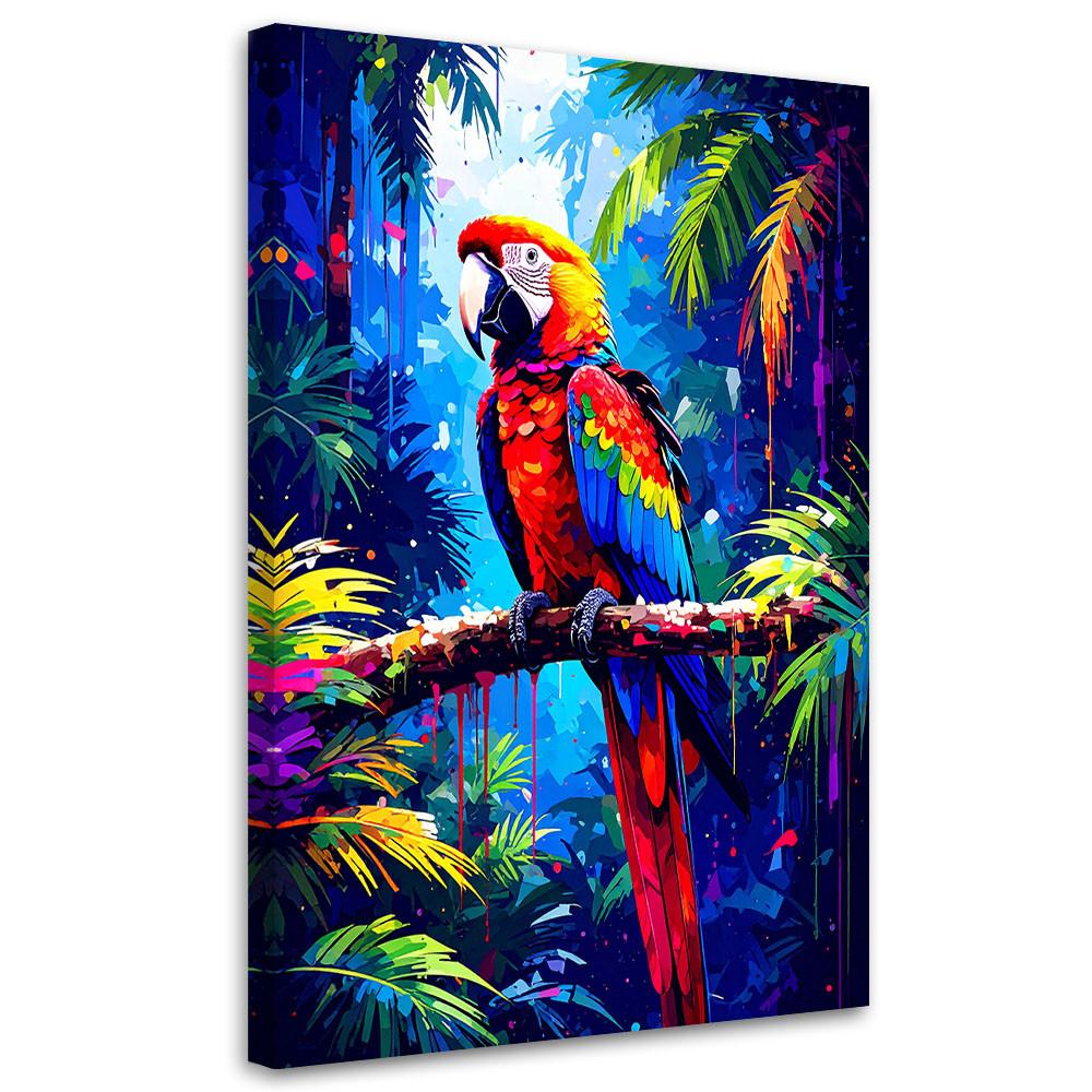 LEINWANDBILD Bunter Papagei auf einem Ast 40x60cm - Multicolor, Textil (40/60cm) - Feeby