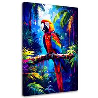 LEINWANDBILD Bunter Papagei auf einem Ast 40x60cm - Multicolor, Textil (40/60cm) - Feeby