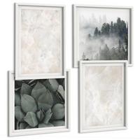 BILDER SET 4er Set - 50x50 cm & 40x60 cm Weißer Rahmen - Steinpastellmarmor - Weiß, Kunststoff (50/50cm) - TULUP