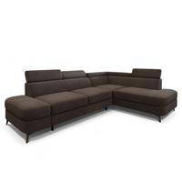 ECKSOFA AVISE MV R-S Braun Velours-Stoff mit Schlaffunktion - Braun, Holzwerkstoff/Textil (268/195cm) - MASSENO