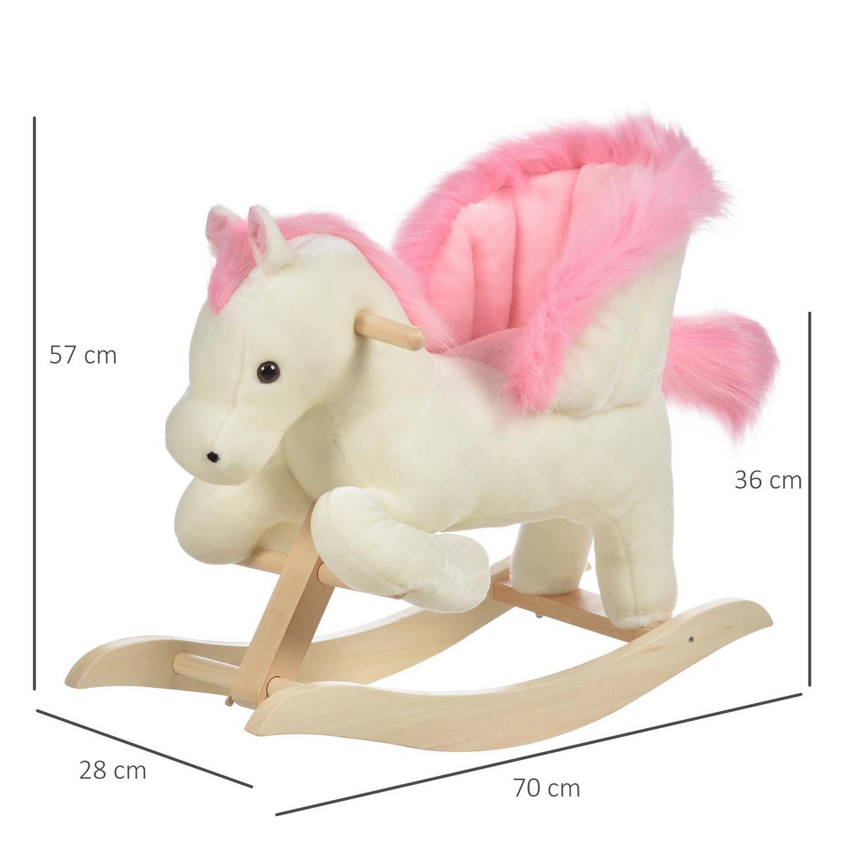 KINDER Schaukelpferd Baby Schaukeltier Spielzeug Pferd für 18-36 Monate Weiß - Weiß, Holz (28/57/70cm) - HOMCOM