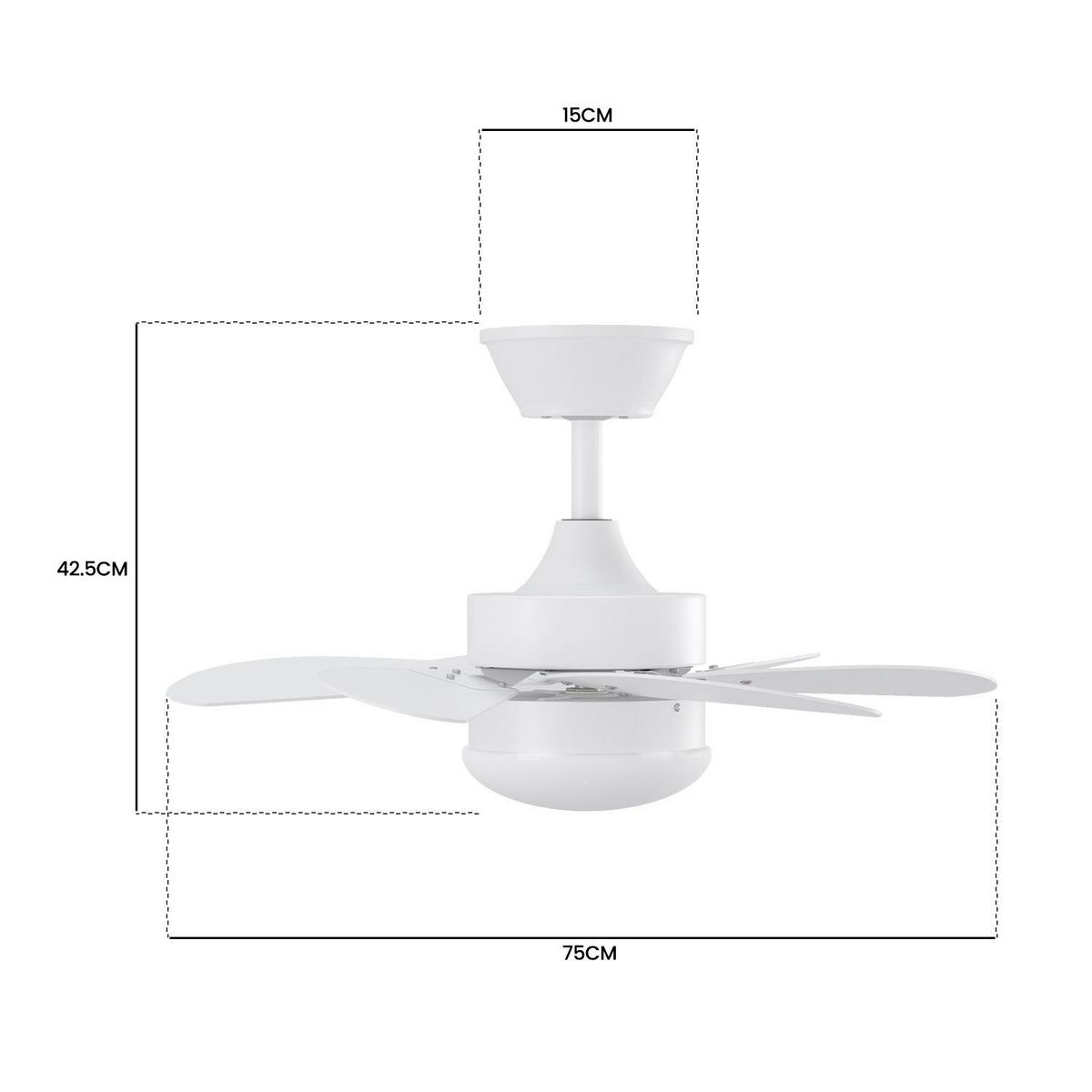 DECKENVENTILATOR Emma II 75/75/43cm - Weiß, Metall (75/75/43cm) - Nettlife