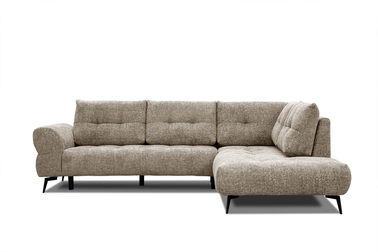 ECKSOFA SALVINI 5-Sitzer, taupe - Taupe/Schwarz, Holzwerkstoff/Textil (292/158cm) - Wozimo