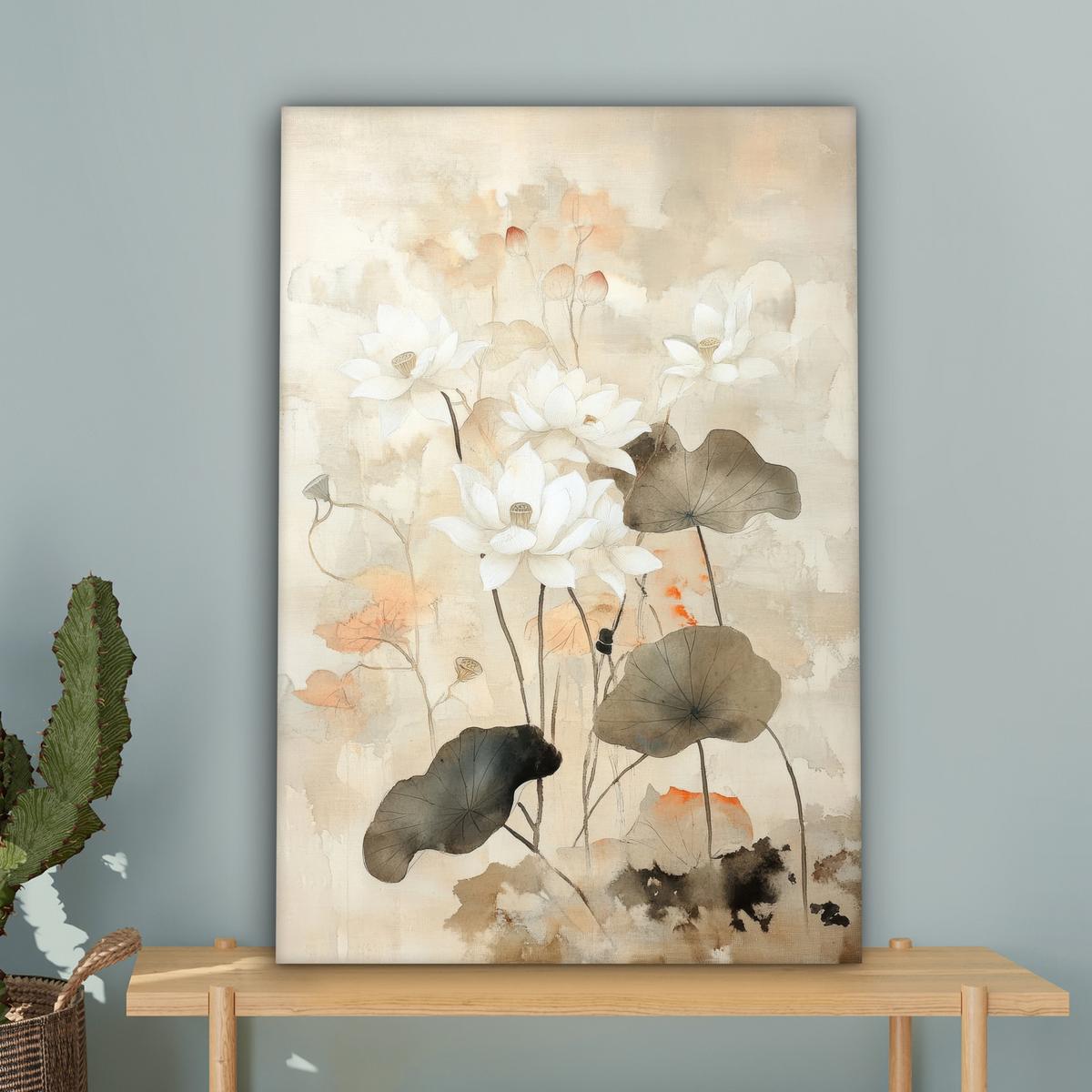 LEINWANDBILD Blumen - Japandi - Wabi sabi Wanddeko 40x60 cm - Sandfarben, Textil (40/60cm) - MuchoWow