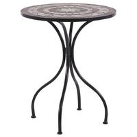 GARTENTISCH Eisen schwarz Mosaik 60 cm Cariati - Schwarz, Metall (60/60/73cm) - Beliani
