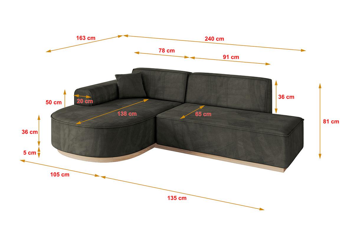 ECKSOFA Ottomane Links ARRIO-L1 - 243x171x83 cm Schwarz - Schwarz, Holzwerkstoff/Textil (243/171cm) - ALTDECOR