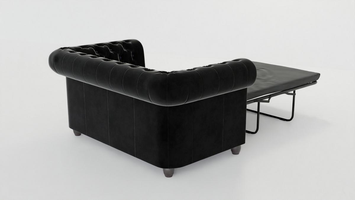 CHESTERFIELD-SOFA 2-sitzer mit Schlaffunktion Nyx Schwarz Samt - Schwarz/Braun, Holz/Textil (148/72/86cm) - S-Style Möbel