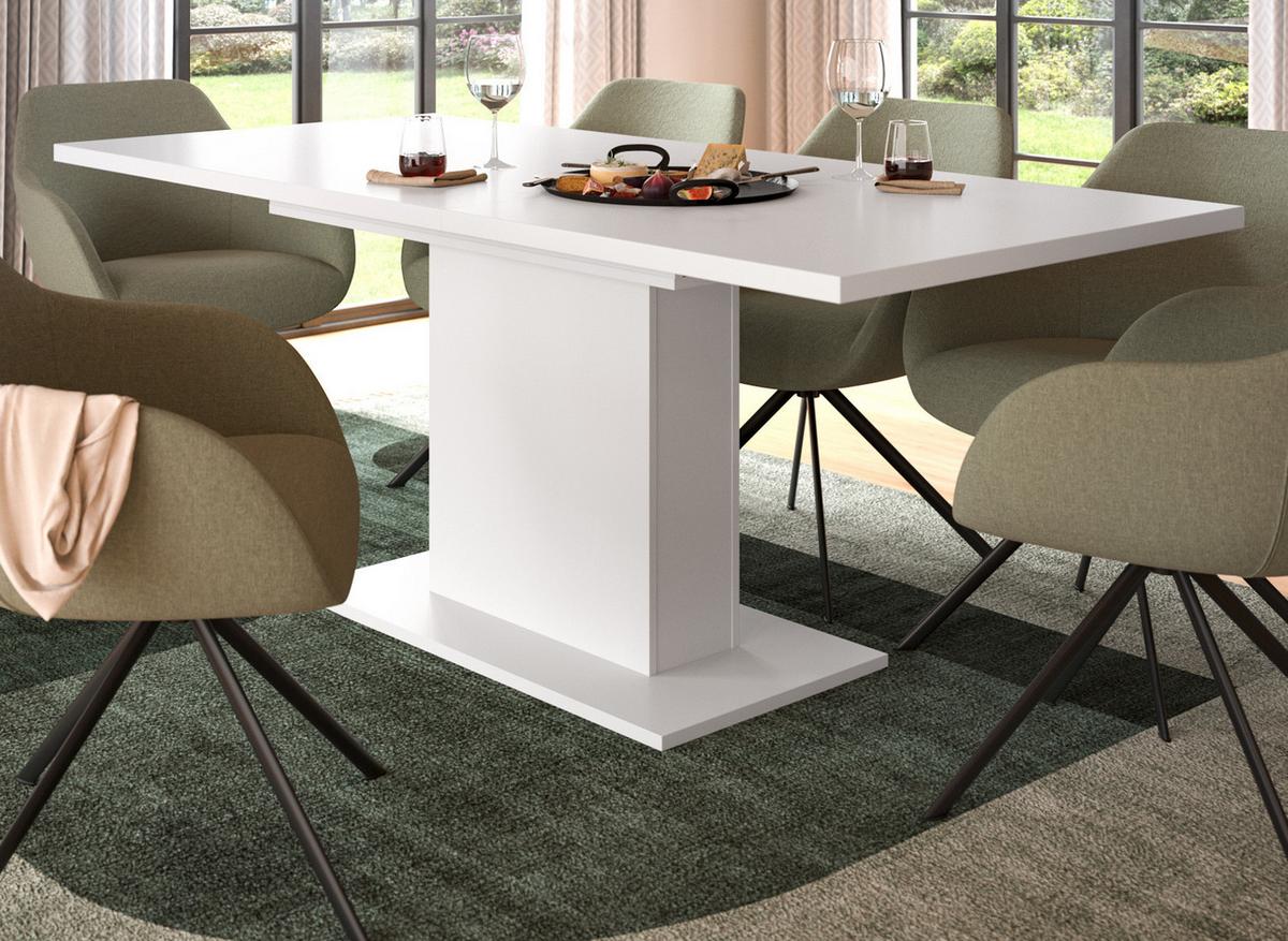 ESSTISCH weiß, Küchentisch ausziehbar 150 - 190 cm - Weiß, Holzwerkstoff/Metall (150/90/76cm) - Inn.Furn