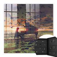 SCHLÜSSELBOX Schwarz 30x30 cm- Türöffnung nach rechts - Harmonie der Natur - Orange, Metall (30/30/5cm) - TULUP