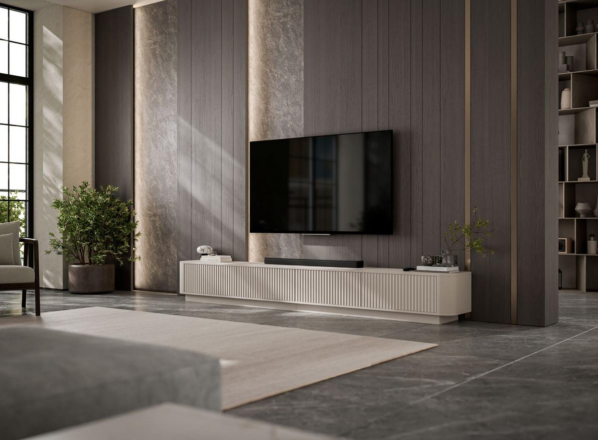 TV-LOWBOARD 2er-Set Aurora Kaschmir matt 280 cm mit Sockel - Kaschmir, Holzwerkstoff (280/37/35cm) - Meble Lindner