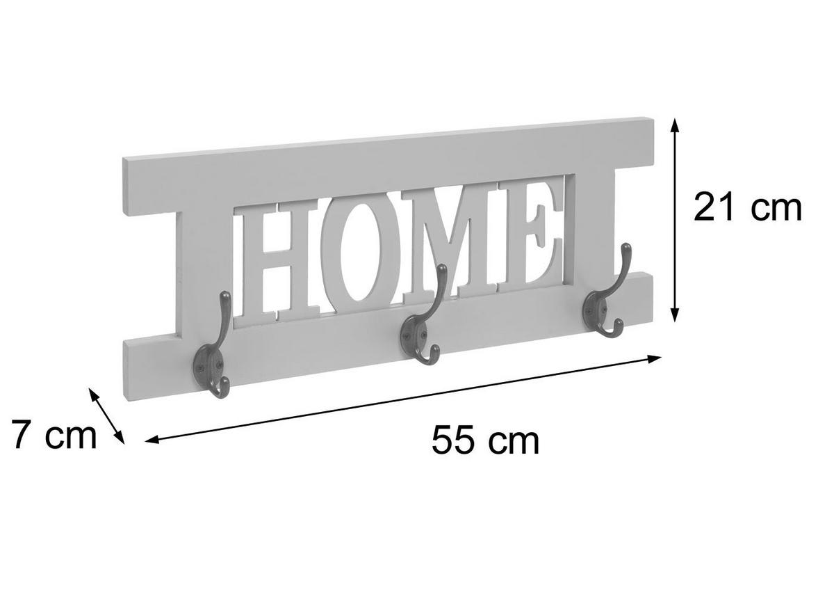 WANDGARDEROBE HOME SHABBY-LOOK Grau - Anthrazit, Holz (55/21/7cm) - MCW