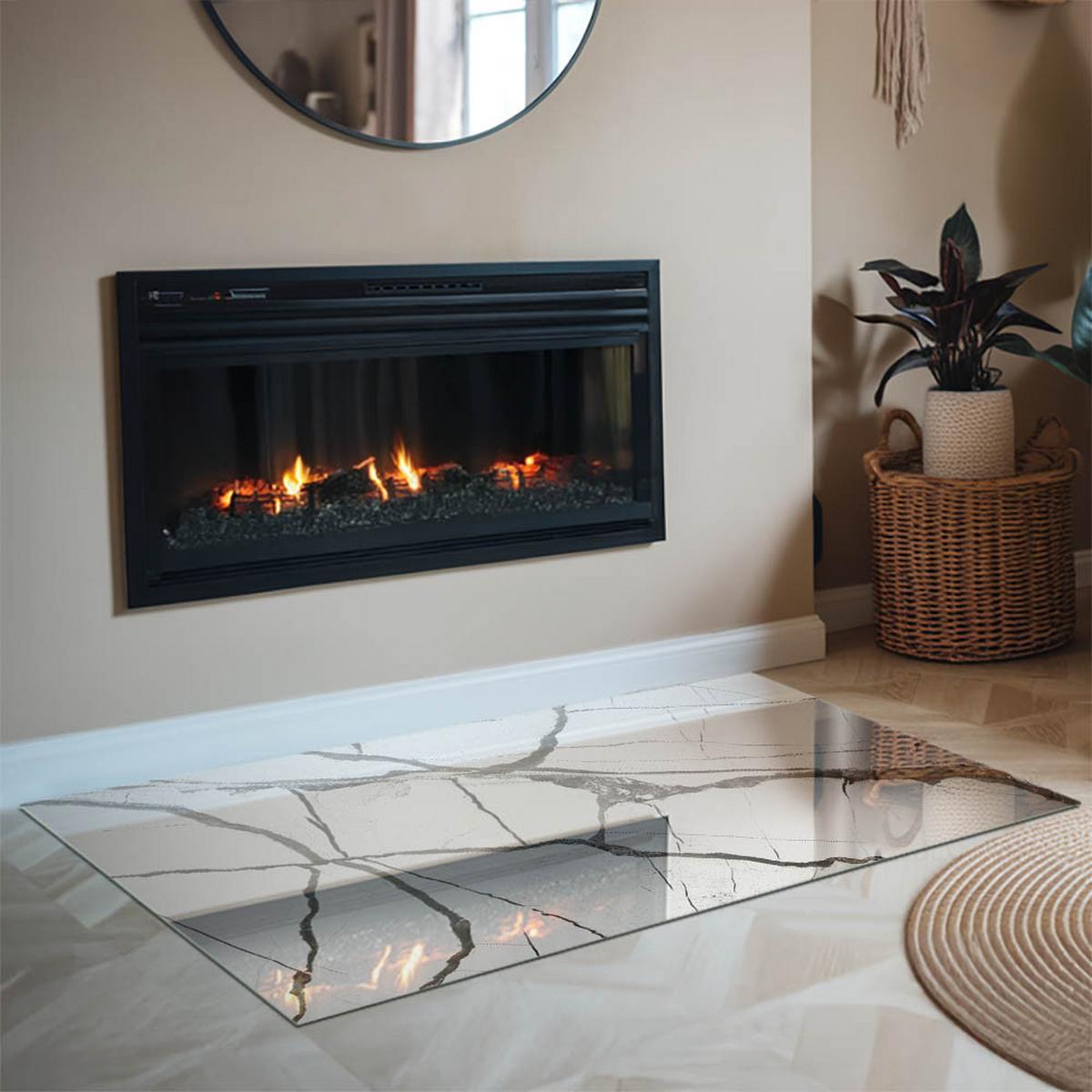 GLASPLATTE für Kamin 120x80 cm - Weiß, Glas (120/80/0.4cm) - TULUP