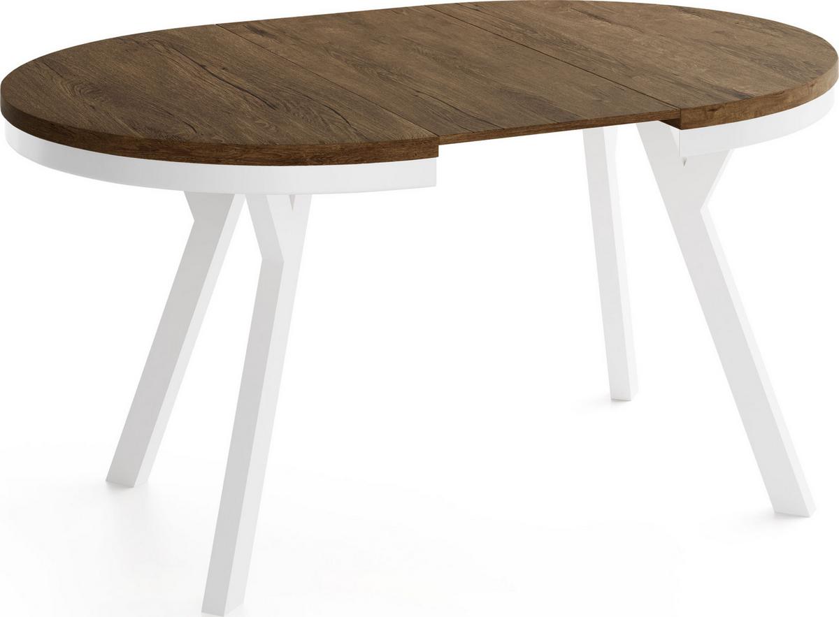ESSTISCH Vero Neo rund ausziehbar verlängerbar, Eiche Braun Rustikal 80-130/80/77 cm - Alteiche/Weiß, Holz/Holzwerkstoff (80/130/77cm) - WFL GROUP