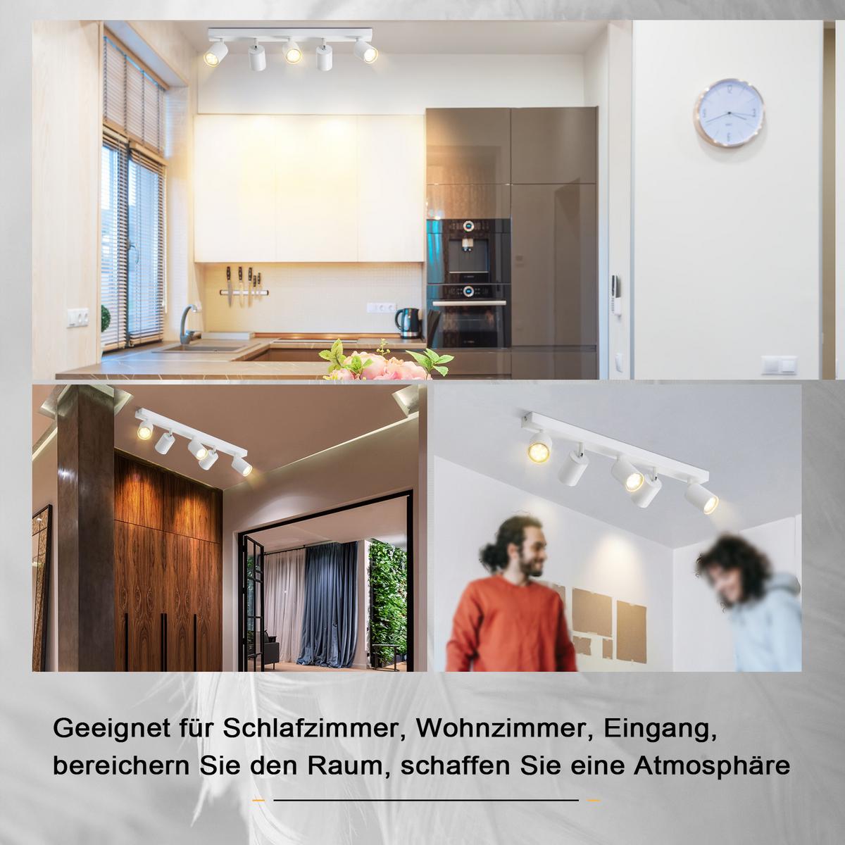 DECKENSTRAHLER Roger 5-flammig 55/3/14 cm - Weiß, Metall (55/3/14cm) - Nettlife