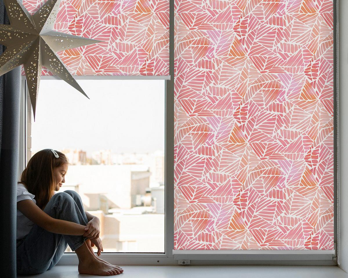 INNENROLLO - Fensterrollo - Rollo - 90x180 cm - Gestreifte Dreiecke - Orange, Kunststoff (90/180/0.5cm) - TULUP
