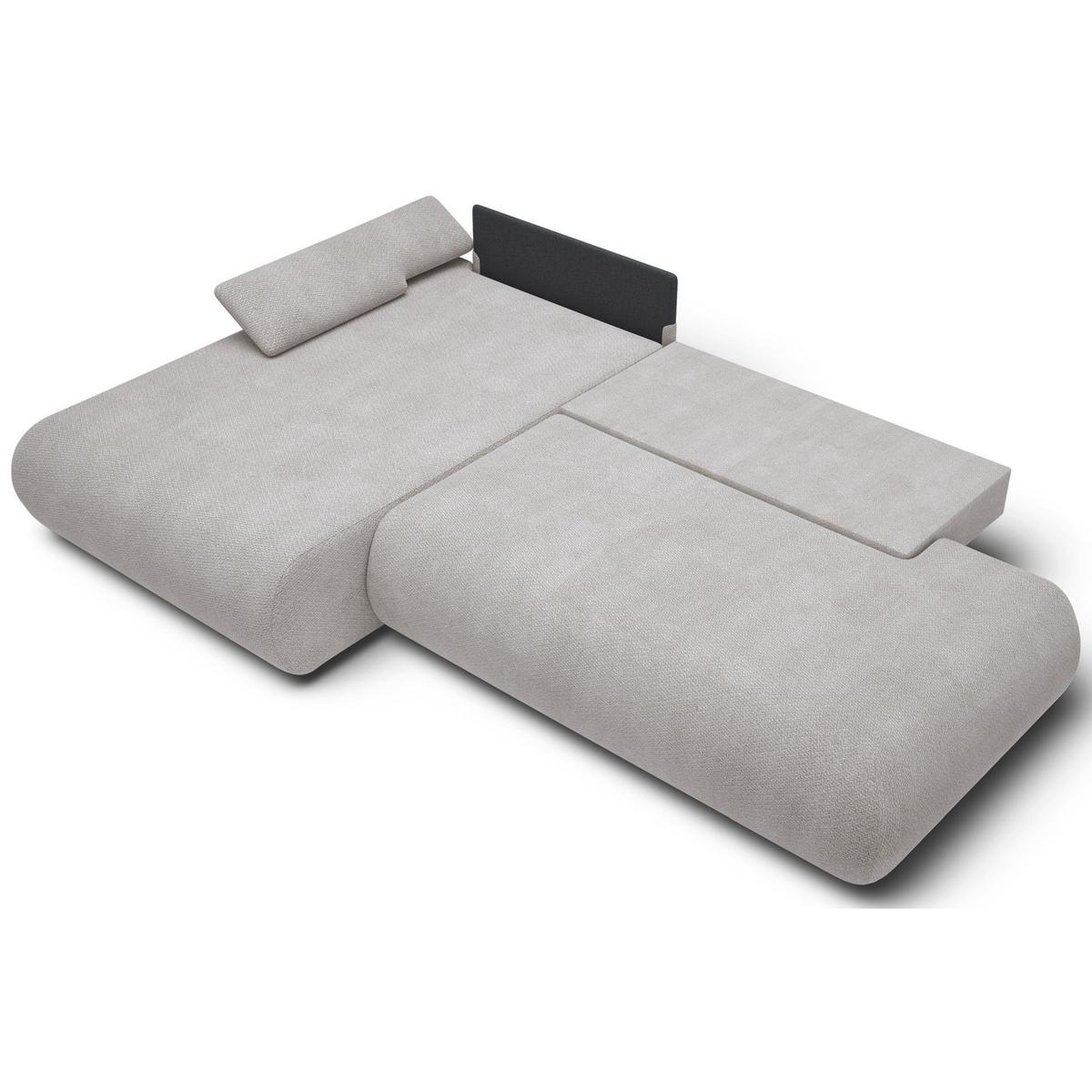 ECKSOFA Armone Hellgrau Chenille - Hellgrau/Schwarz, Kunststoff/Textil (286/173.5cm) - Selsey