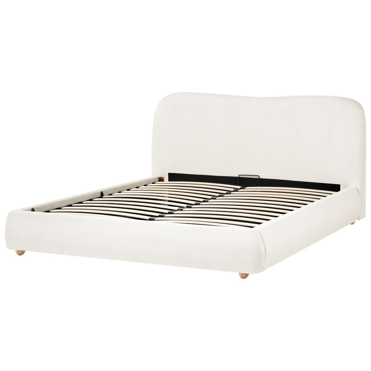 BETT mit Stauraum 160/200 cm Stoff Cremeweiß Blagnac - Creme, Textil (160/200cm) - Beliani