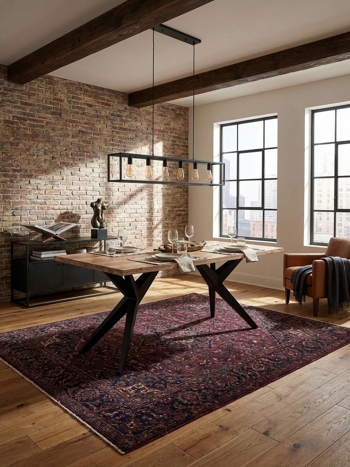 ESSTISCH Massivholz Metall Rechteckig Loft-Stil, Akazie 200x100x76 cm - Schwarz/Akaziefarben, Holz/Metall (100/200/76cm) - KADIMA DESIGN
