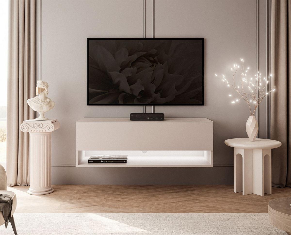 HÄNGESCHRANK TV-Möbel CALANTE 90 cm mit LED-Beleuchtung - Kaschmir, Holzwerkstoff (90/30/35cm) - Lookway