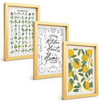 BILDER SET 3er Set - 20x30 cm Goldrahmen - Bemalte Zitronen-Küchenkräuter - Goldfarben, Kunststoff (20/30cm) - TULUP