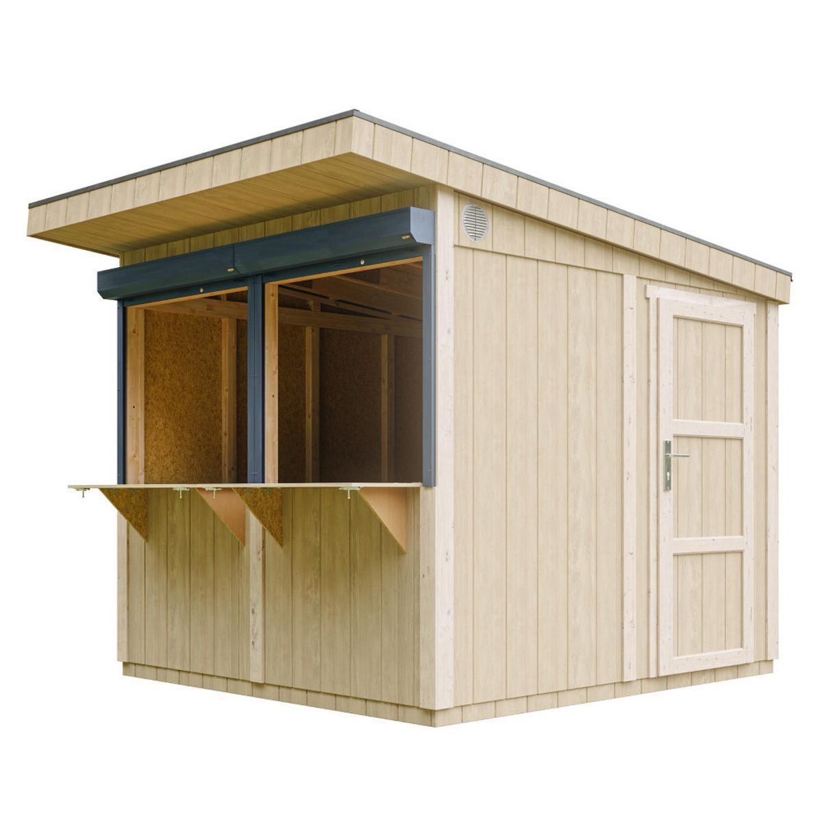 PREMIUM-VERKAUFSSTAND- 5,9m² - H240x248x305 cm - LP Smartside Paneelbauweise - M950 - Beige, Holzwerkstoff (248/240/305cm) - Timbela