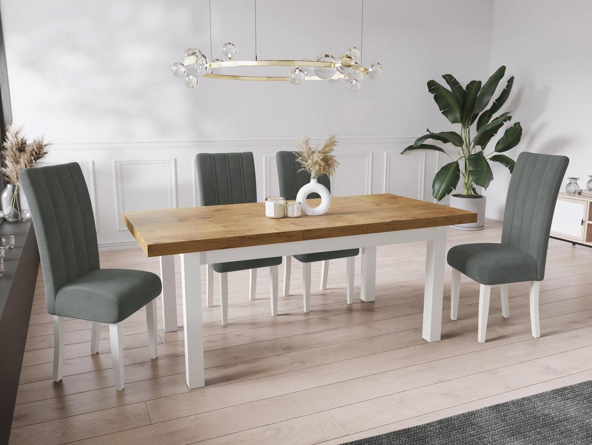 ESSTISCH Avena rechteckig ausziehbar, Lancelot Eiche 200/100/78 - Eichefarben/Weiß, Holz/Holzwerkstoff (100/300/78cm) - WFL GROUP