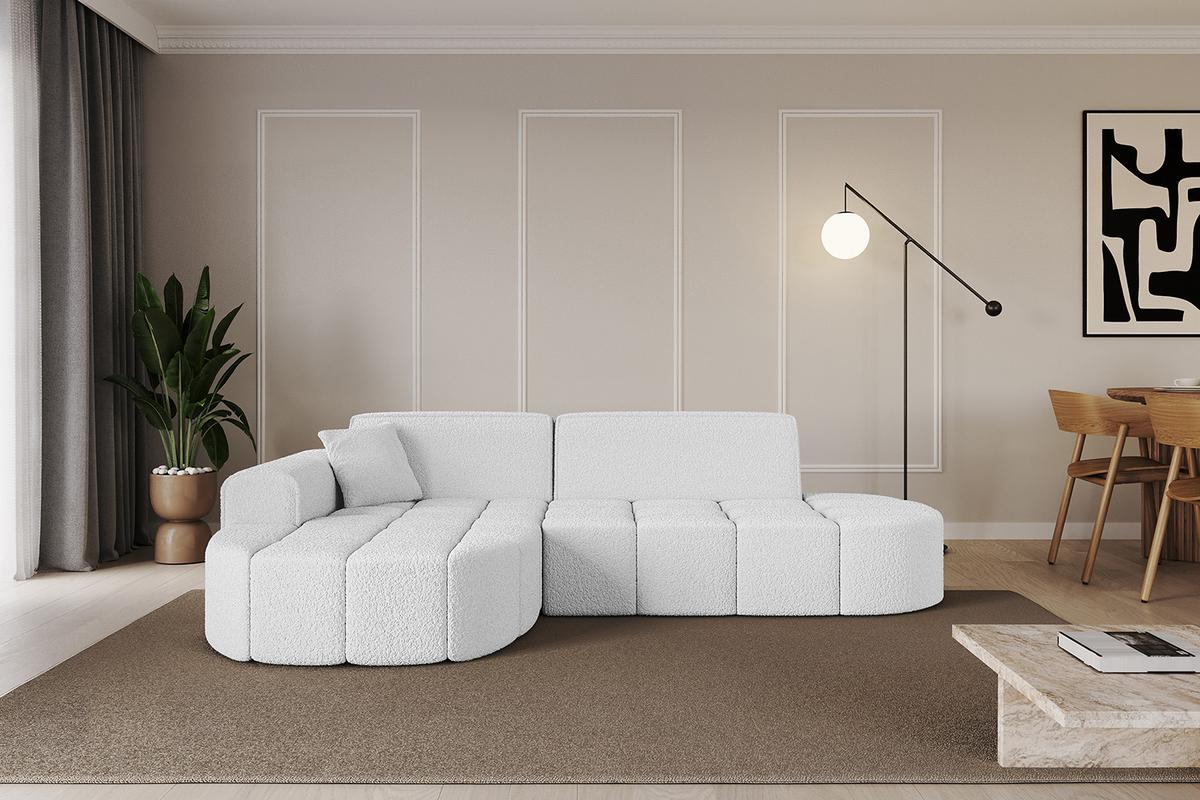 ECKSOFA Ottomane Links LIVO-L1 - 252x173x79,5 cm Weiß - Weiß, Holzwerkstoff/Textil (252/173cm) - ALTDECOR