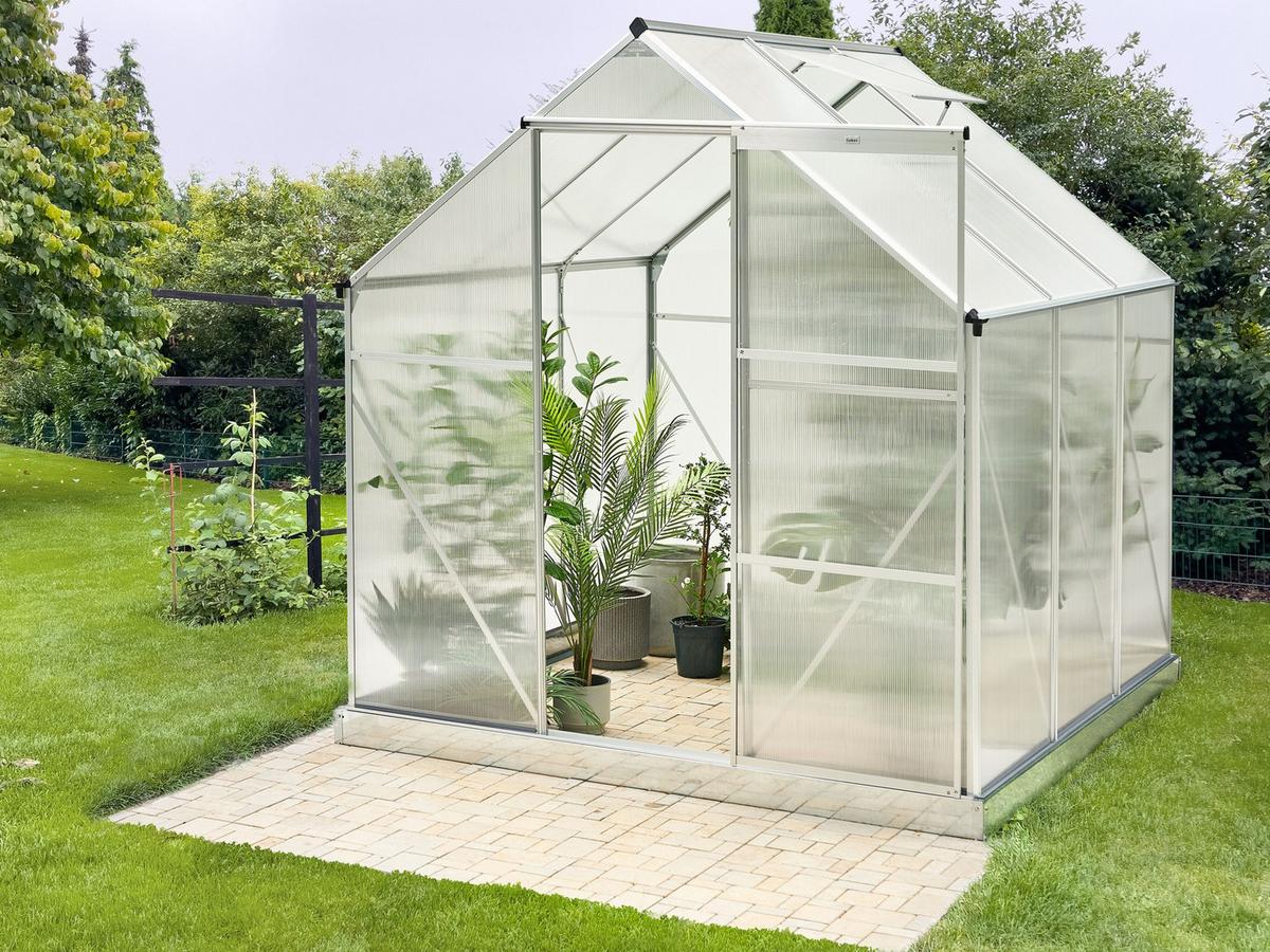 GEWÄCHSHAUS Silber 190 cm Apulia - Transparent/Silberfarben, Kunststoff (191/230/190cm) - Beliani