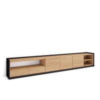 LOWBOARD, Eiche Schwarz, 310/37/50cm - Eichefarben, Holzwerkstoff (310/50/37cm) - Skraut Home