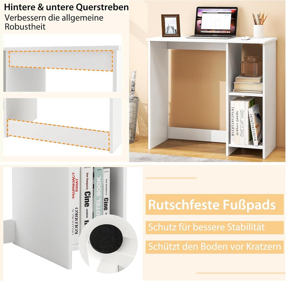COMPUTERTISCH Weiß - Weiß, Holzwerkstoff (40/80/74cm) - COSTWAY
