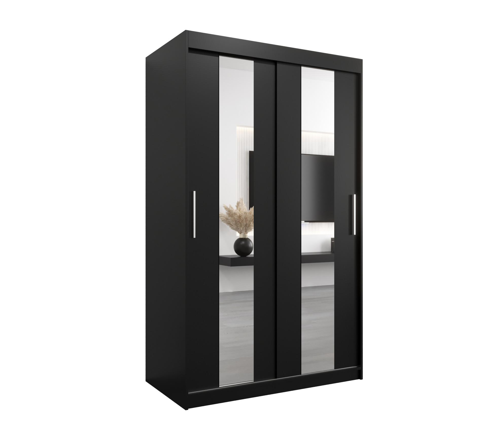 SCHWEBETÜRENSCHRANK 200/120/62 2-türig - Silberfarben/Schwarz, Holz/Kunststoff (120/200/62cm) - MÖBEL KRYSPOL